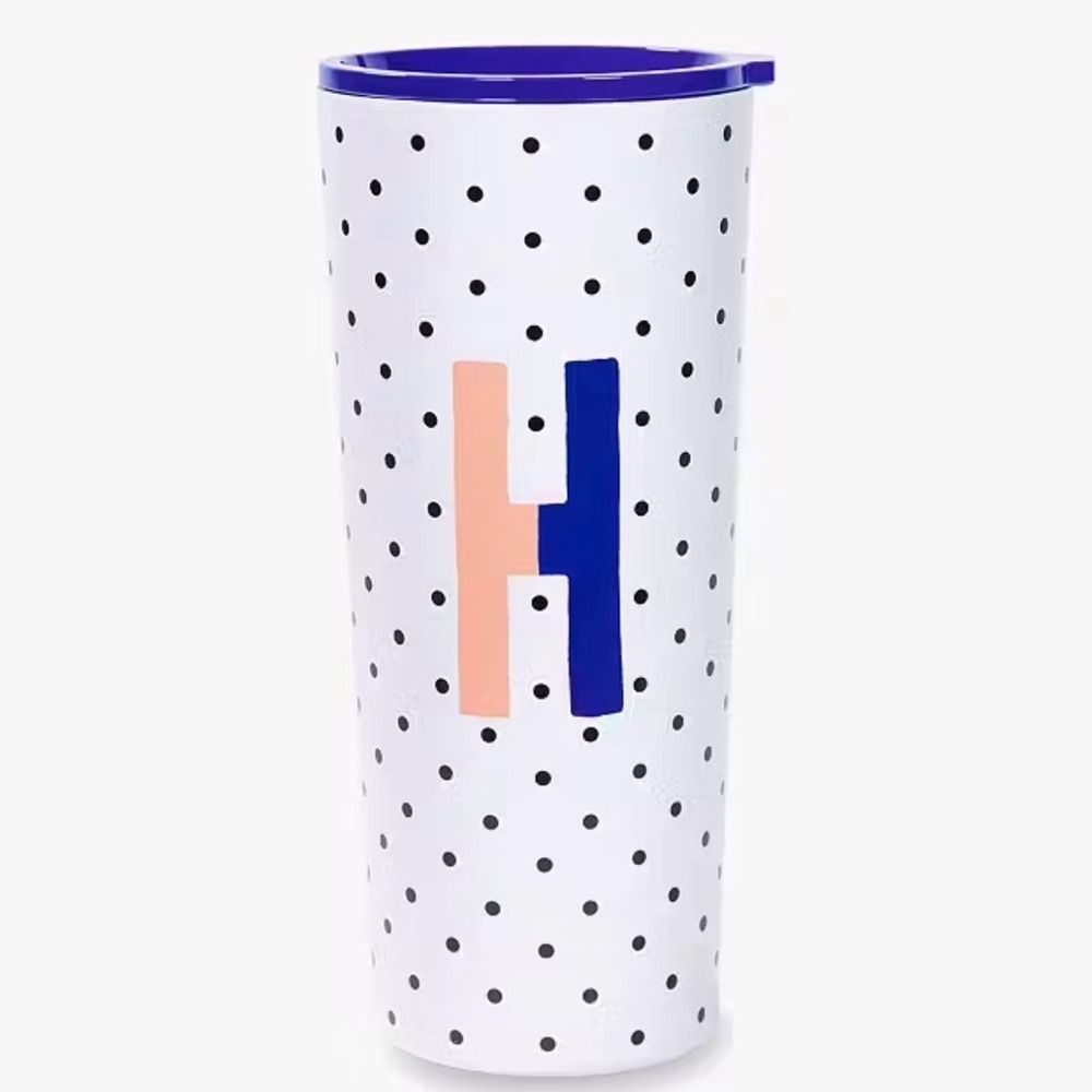 Kate Spade Blue‎ and White Polka Dot Tumbler 24 oz